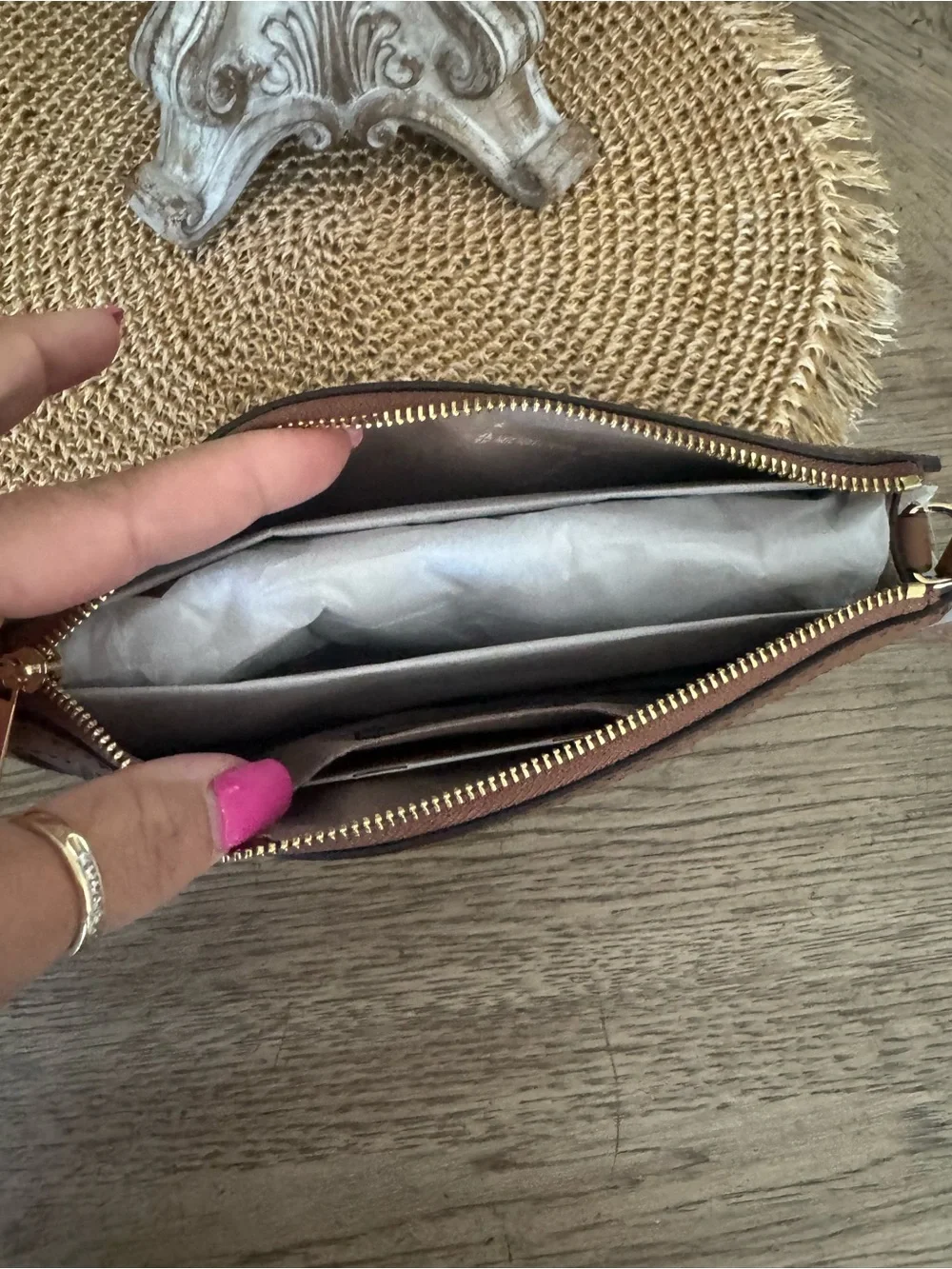 Michael Kors Brown Logo Crossbody Bag with Tan Trim